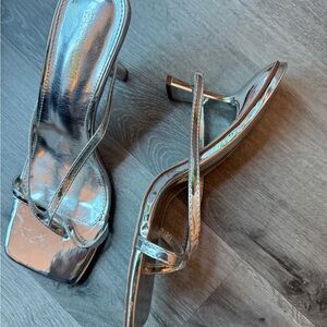 Metallic Silver Heels